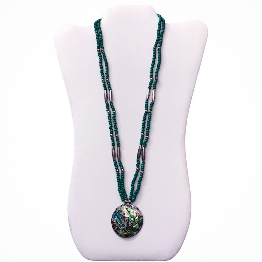 Vintage Natural Abalone & Turquoise Beaded Necklace
